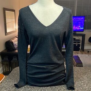 Elie Tahari Dark Gray V-Neck Long Sleeve Top